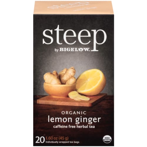 Bigelow Steep Té de hierbas orgánico de limón y jengibre, sin cafeína